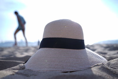 Rear view of a hat on the beach