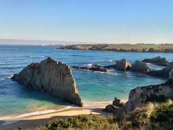 Scenic view of sea against clear sky