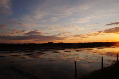 Scenic view of lake at sunset