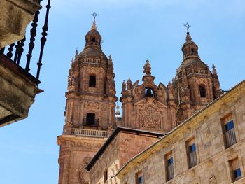 Low angle view of bell tower against sky