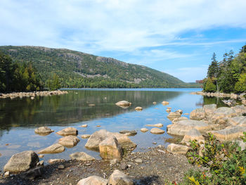 Scenic view of lake against sky