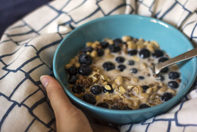 Close-up of cereal with blueberries