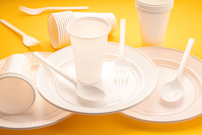 High angle view of drink on table