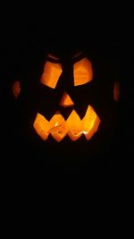 Close-up of illuminated pumpkin at night