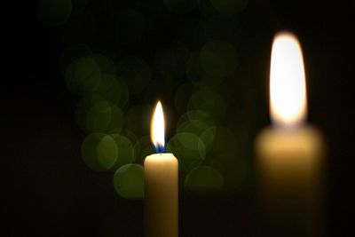 Close-up of illuminated candle