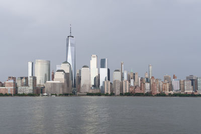 View of lower manhattan from jersey city waterfront after a summer storm