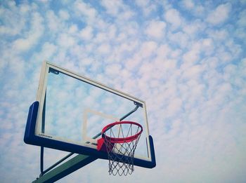 Low angle view of basketball hoop against sky