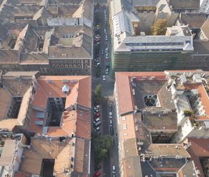 High angle view of buildings in city