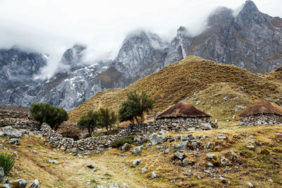 Scenic view of mountains against sky