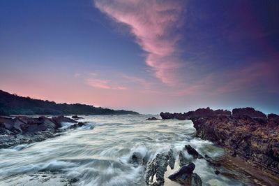 Scenic view of sea during sunset