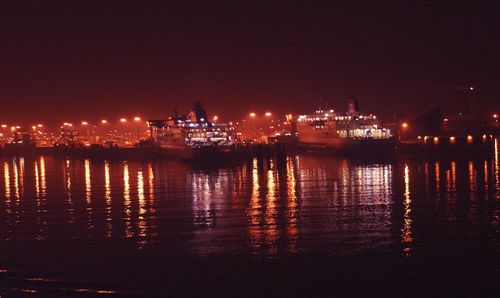 View of illuminated buildings at night