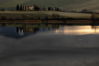 Scenic view of lake against sky