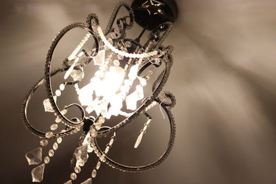 Close-up of illuminated chandelier