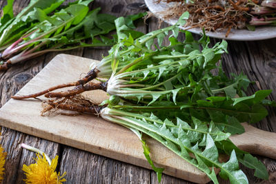 Close-up of chopped vegetables on cutting board