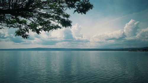 Scenic view of sea against cloudy sky