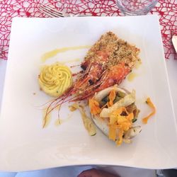 Close-up of food served in plate