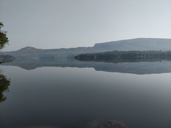 Scenic view of lake against clear sky