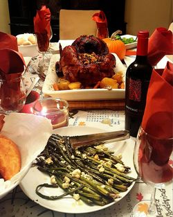 Close-up of food on table