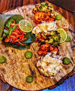 High angle view of meal served in plate