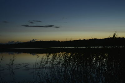 Scenic view of lake at sunset