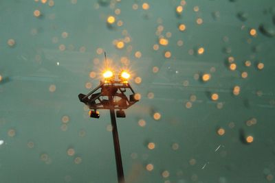 Close-up of illuminated lamp in water