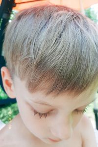 Close-up portrait of cute boy