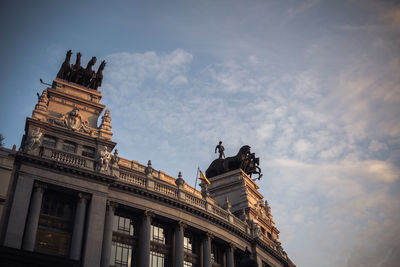 Low angle view of building against sky, madrid