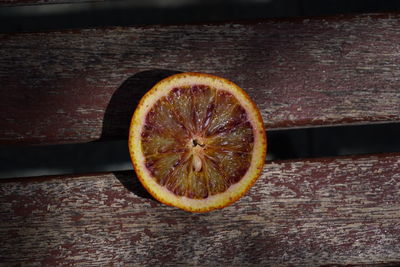 High angle view of lemon on table