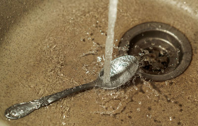 High angle view of crab on sand