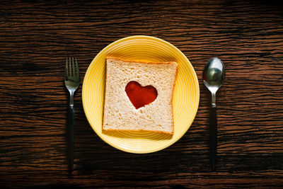 Directly above shot of heart shape on table