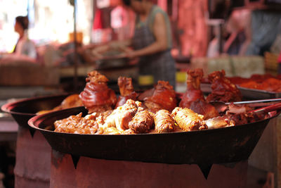 Fried chunks of meat sold on street
