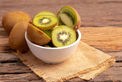 High angle view of fruits on table