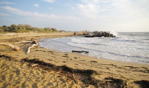 Scenic view of beach against sky