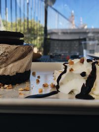 Close-up of cake on table