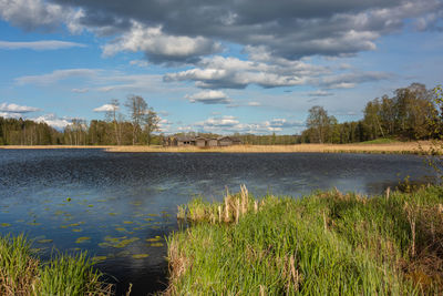 Scenic view of lake against sky