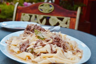 Close-up of food served in plate