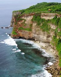 Scenic view of sea against cloudy sky