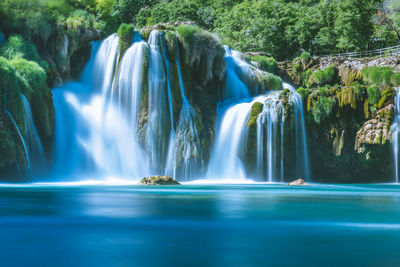 Scenic view of waterfall in forest