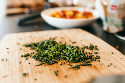 Close-up of vegetables on cutting board