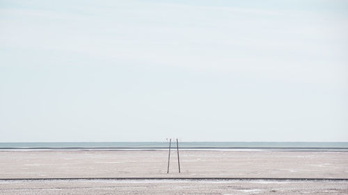 Scenic view of beach against clear sky