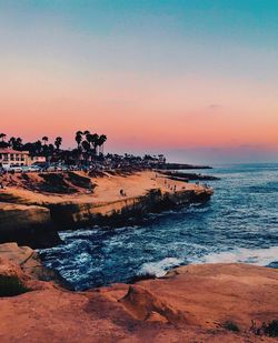 View of sea against sky during sunset