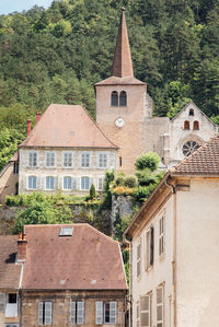 Exterior of historic building. scenic view of french village. village of jura 