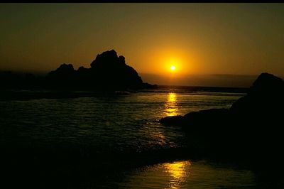 Scenic view of sea at sunset