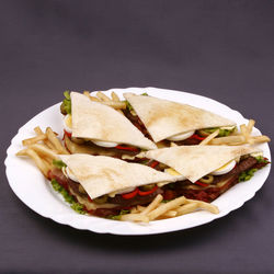 Close-up of sandwich served in plate