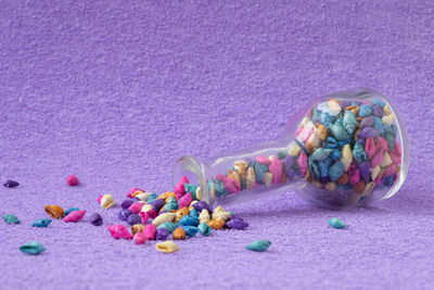 High angle view of pills on table