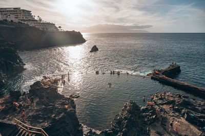 High angle view of sea against sky