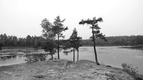 Scenic view of lake against clear sky