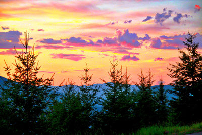 Scenic view of dramatic sky during sunset