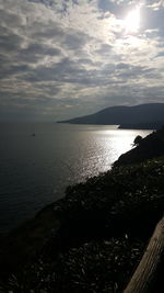 Scenic view of sea against cloudy sky