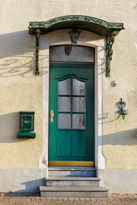 Closed door of building